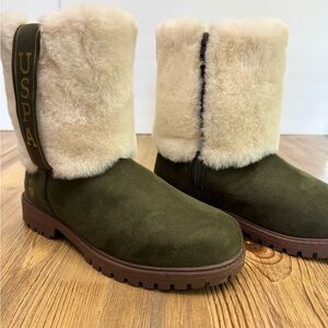 U.S. Polo Assn. Green and Beige Winter Boots